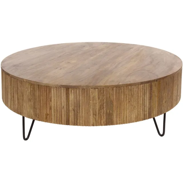 G***-M Giga Meubel Salontafel Wave - Naturel Mangohout - Ø120x38cm Zand