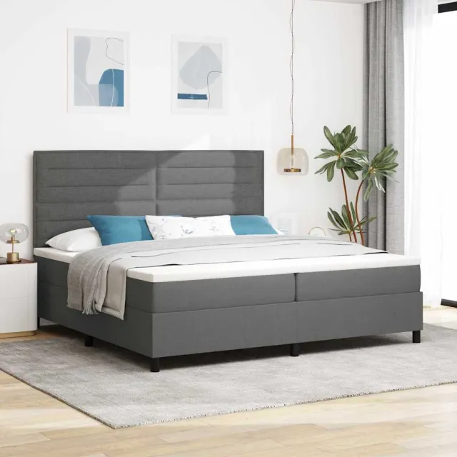 vidaXL Boxspringbed met matras Donkergrijs 200 x 200 cm Stof