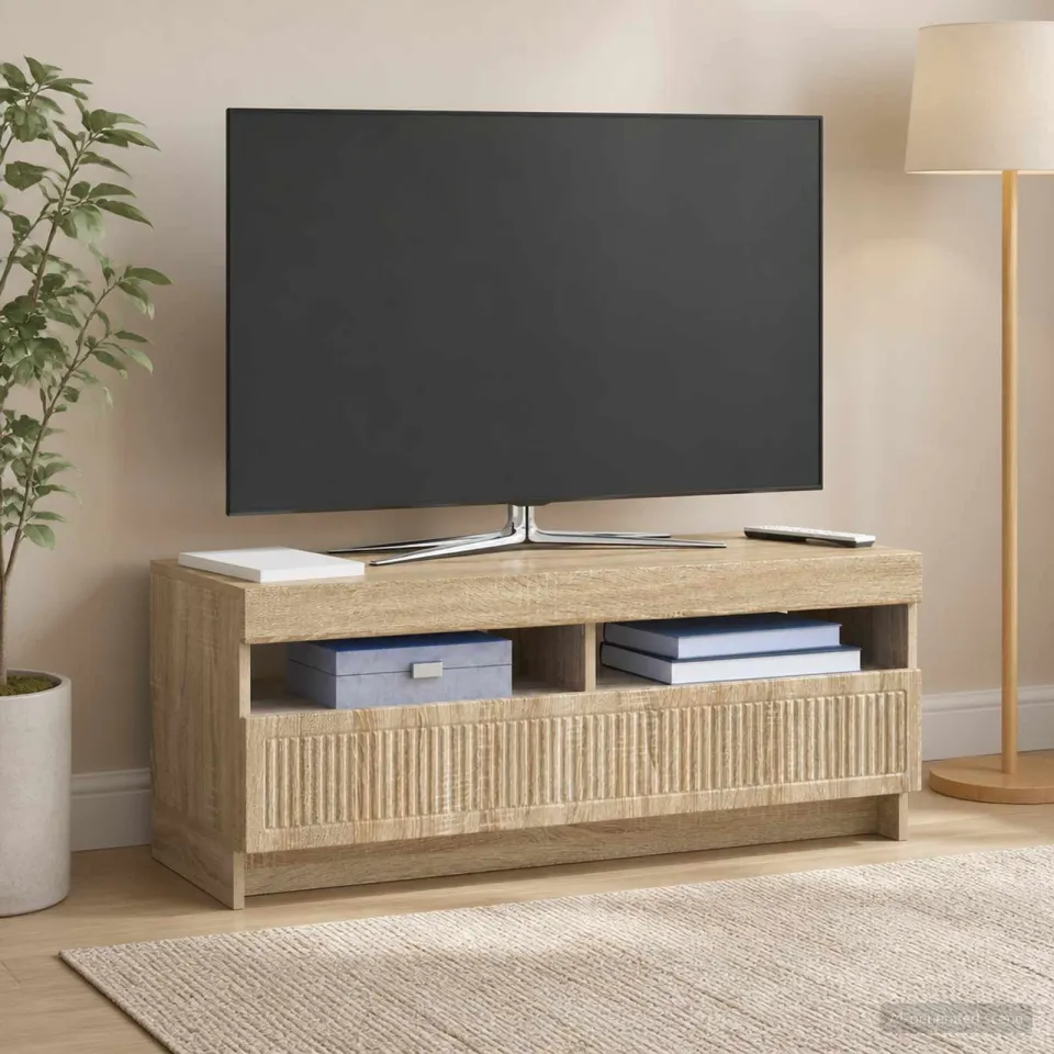 vidaXL LED tv-meubel EDE 100 x 35 x 43 cm Sonoma Eiken Bewerkt hout, foto 4