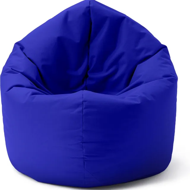 Lumaland Zitzak voor binnen en buiten, ronde 2-in-1 zitzak voor binnen en buiten, 300 l vulling, 120 x 80 x 75 cm, waterafstotend en robuust, blauw