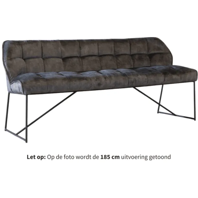 NordXL Eetkamerbank Janna antraciet velvet 155 cm
