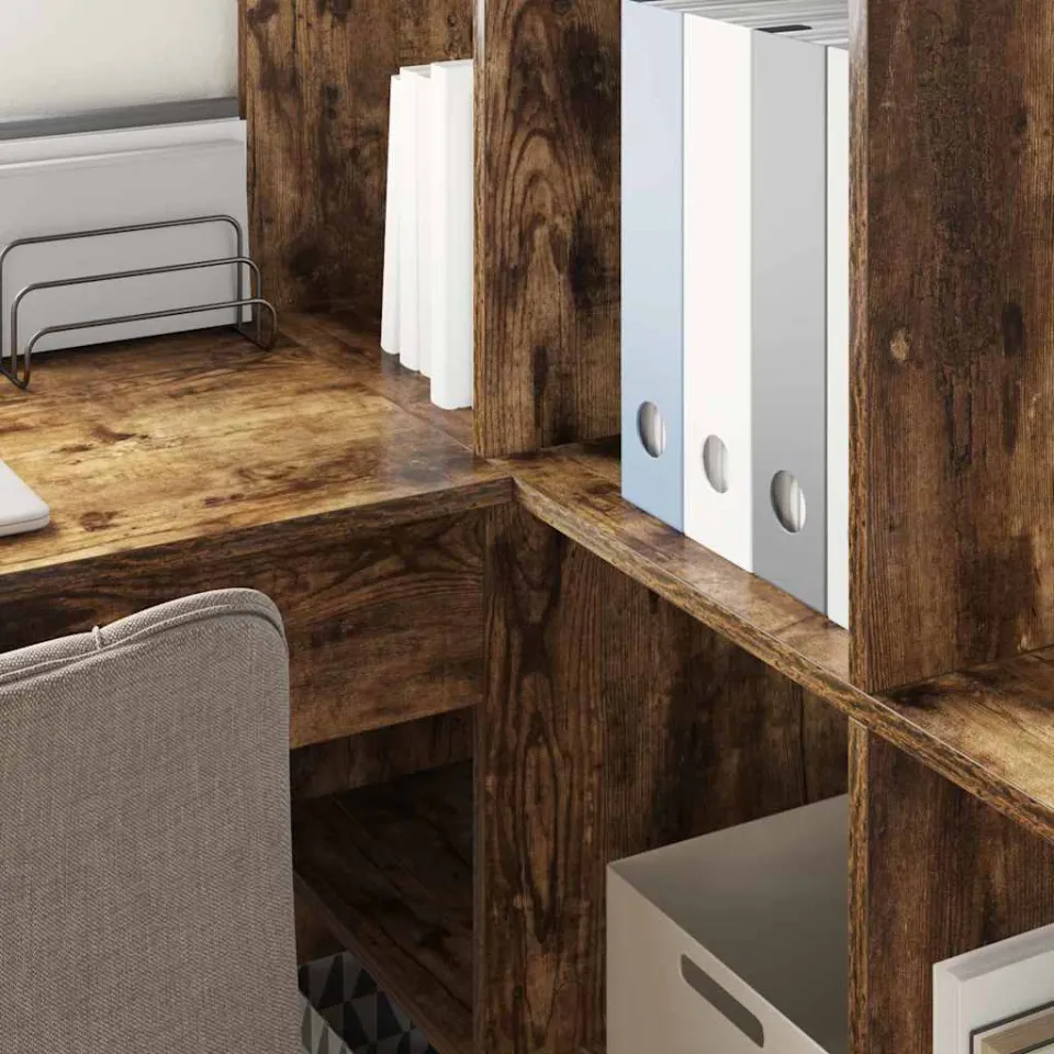 vidaXL Hoekbureau Gerookt eiken 101,5 x 149,5 x 149,5 cm Bewerkt hout, foto 4