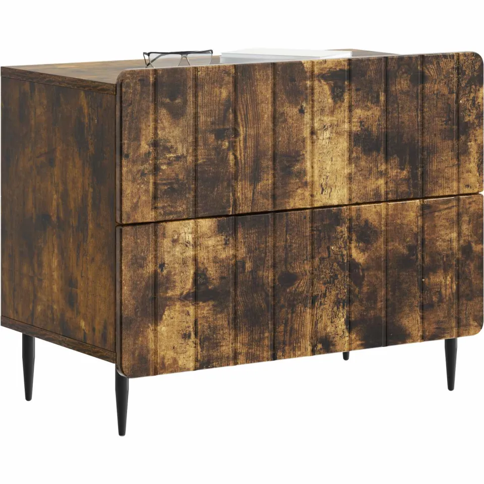 vidaXL Nachtkastje Gerookt eiken 62 x 34,5 x 49,5 cm Bewerkt hout Bruin