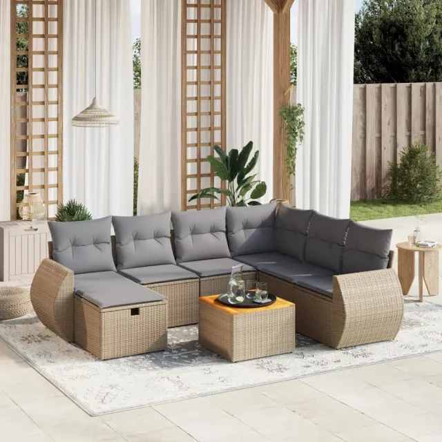 vidaXL Patio Sofa Set Mix Beige en Lichtgrijs, foto 2