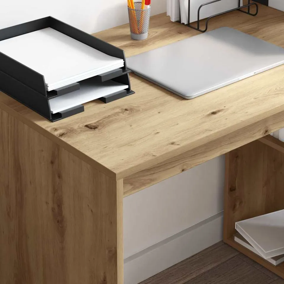 vidaXL Bureau Artisan Eiken 108 x 55 x 103 cm Bewerkt hout, foto 3