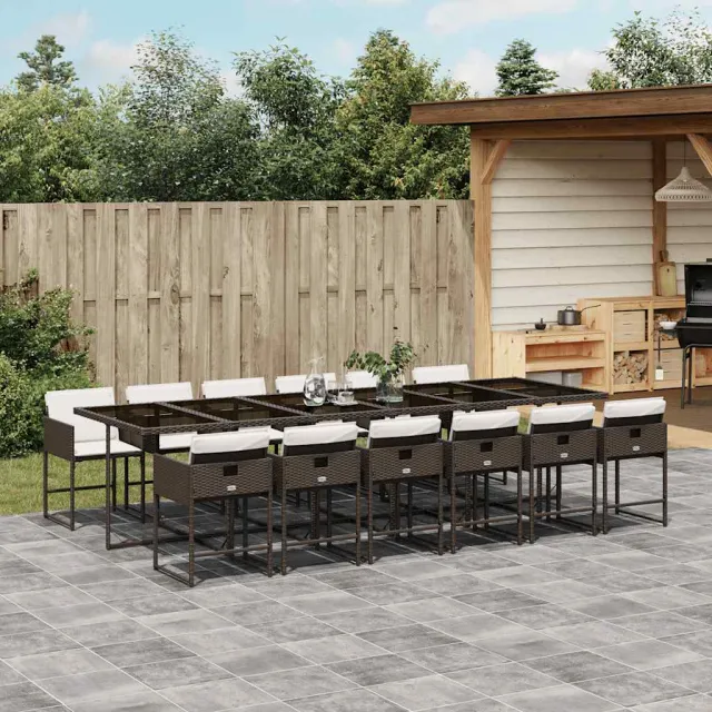 vidaXL 13-delige Tuinset met kussens poly rattan zwart