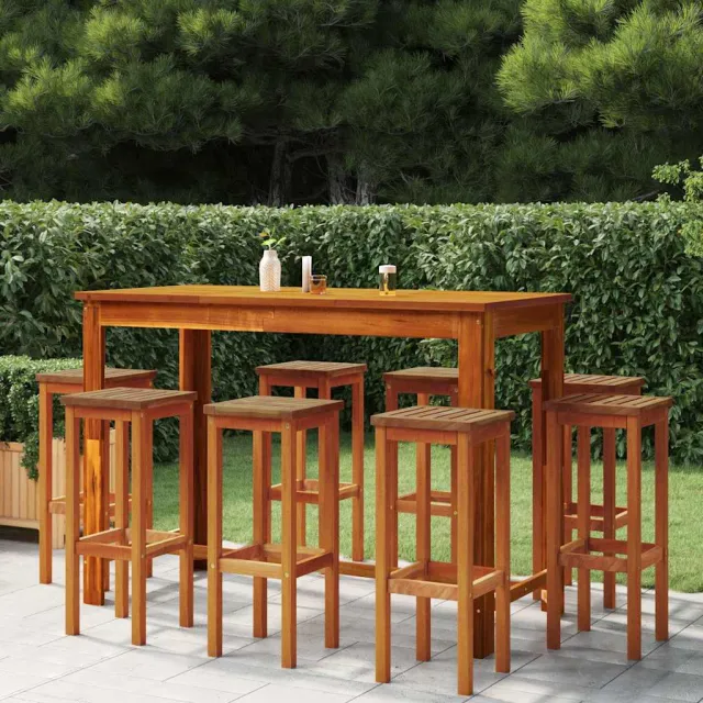 vidaXL 9-delige Tuinbarset massief acaciahout bruin, foto 2