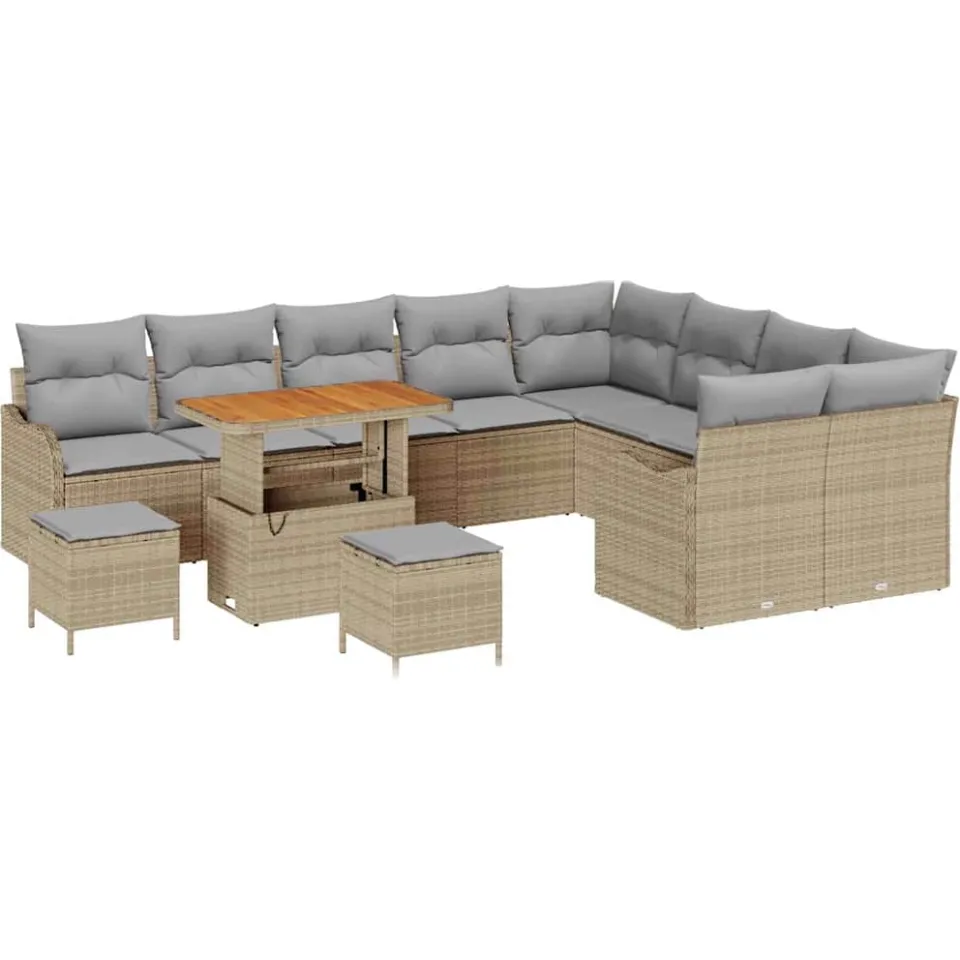 vidaXL Tuinbankenset 12 st Beige poly rattan