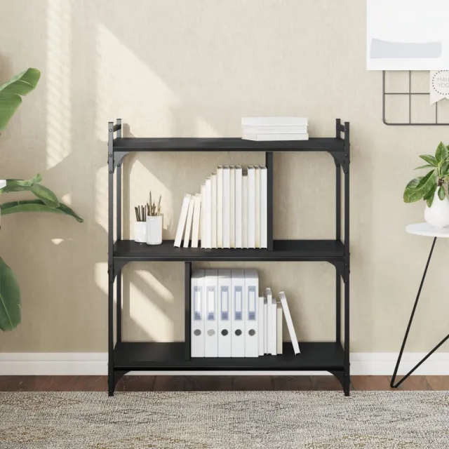 vidaXL Boekenkast 3-laags 76x32x88 cm bewerkt hout zwart, foto 2
