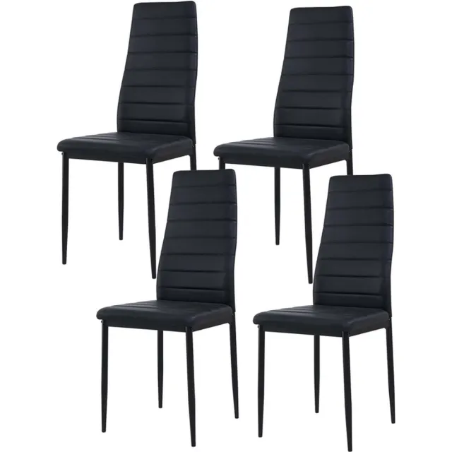 EGGREE Eetkamerstoelen set van 4 - metalen keukenstoelen - eettafelstoel - comfortabele gestoffeerde stoel - zitting - zwart