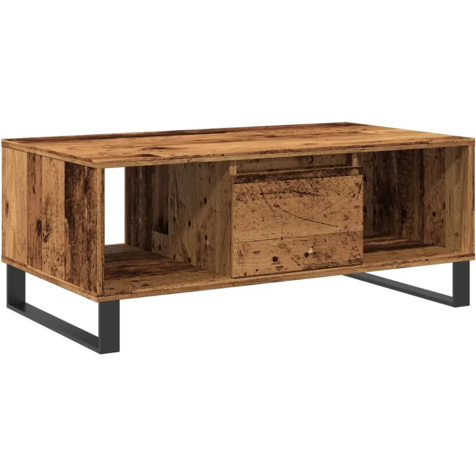 vidaXL Salontafel 90x50x36,5 cm bewerkt hout oud houtkleurig bruin, foto 3