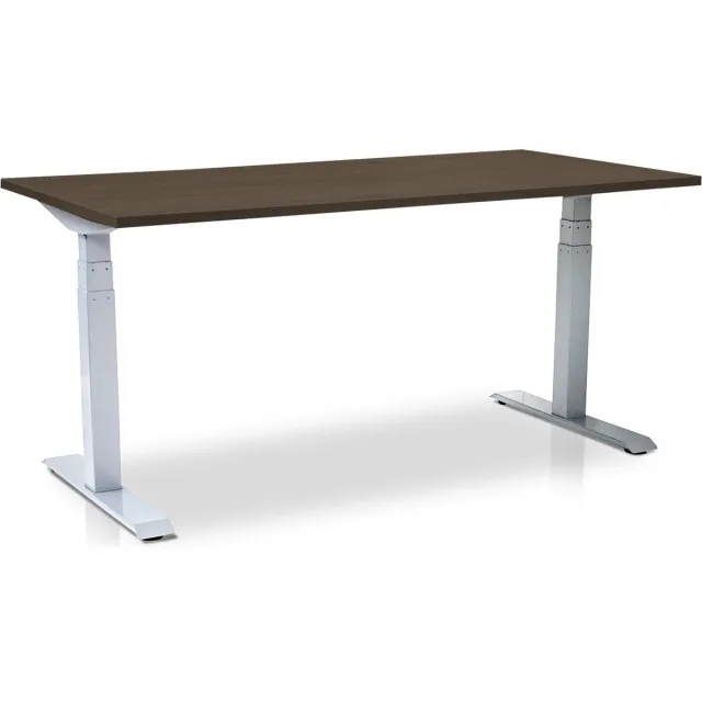 Lineaflex MRC Zit-sta bureau elektrisch verstelbaar - MRC PRO-L 2.0 NEN-EN 527 | 160 x 80 cm | frame wit - blad bruin eiken | memory functie met 4 standen | 150kg draagvermogen wit frame