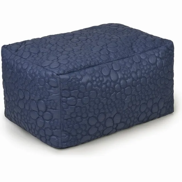 Drop & Sit poef - tijdloos gewatteerd - bloemmotief - donkerblauw - 75x50x40 - comfort & stijl