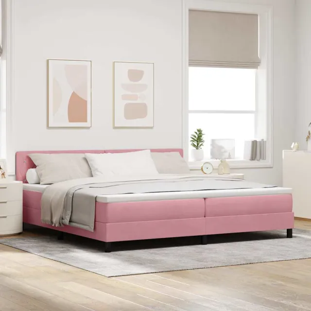 vidaXL Boxspringbed met matras Roze 200 x 200 cm Fluweel