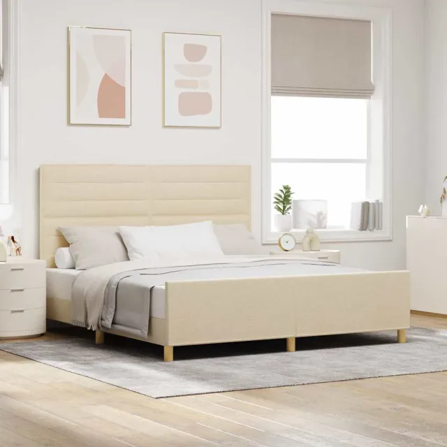 vidaXL Bedframe met hoofdeinde Crème 180 x 200 cm Stof