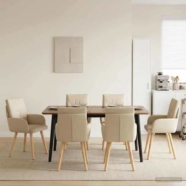 vidaXL Eettafelstoelen 4 st Stof Crèmekleurig 60 x 56 x 93 cm