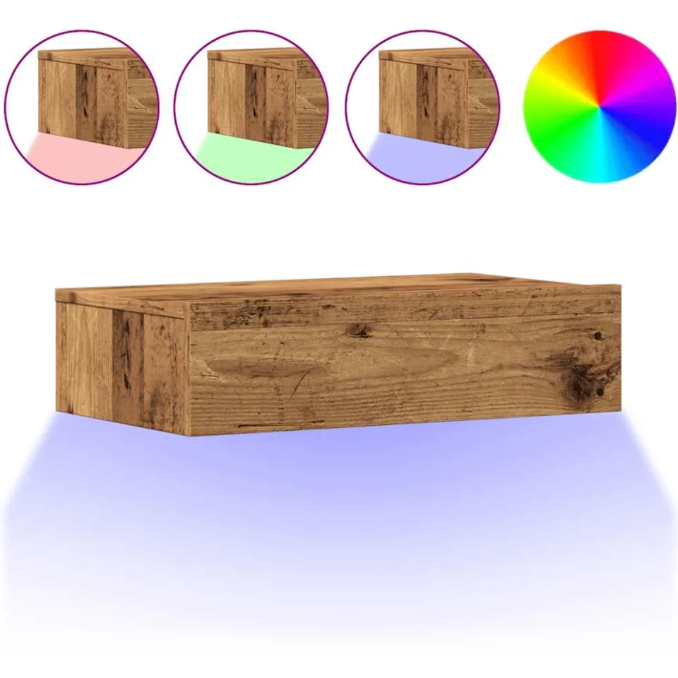 vidaXL Tv-meubels met LED-verlichting 2 st 60x35x15,5 cm oud hout Bruin