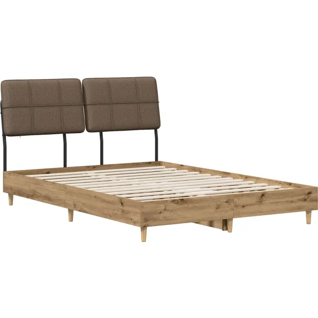vidaXL Tweepersoonsbed met hoofdbord Artisan eiken en taupe