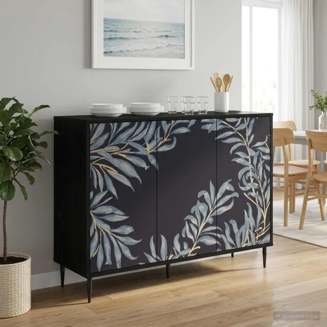 vidaXL Dressoir DOKKUM Zwart eiken 102 x 33 x 76 cm Bewerkt hout, foto 2