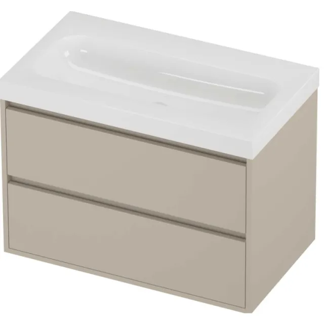 Proline Haga Badmeubelset Polystone Mezza 80x46x58 cm Glans Wit Soft Linen Beige
