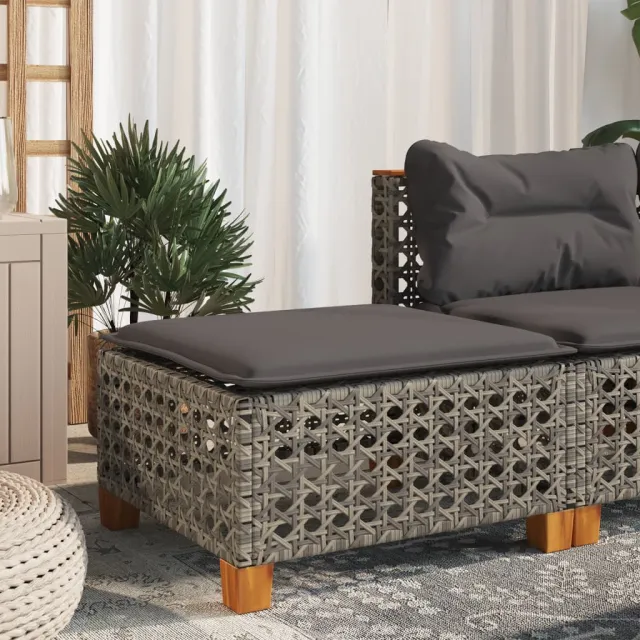 vidaXL Tuinkruk met kussen 63,5x56x32 cm poly rattan grijs, foto 2