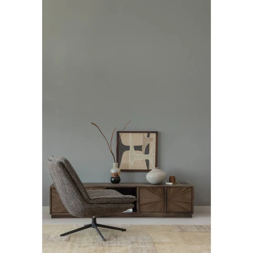 WOOOD Milaro Draaifauteuil - Polyester - Bruin Melange - 88x75x94, foto 4