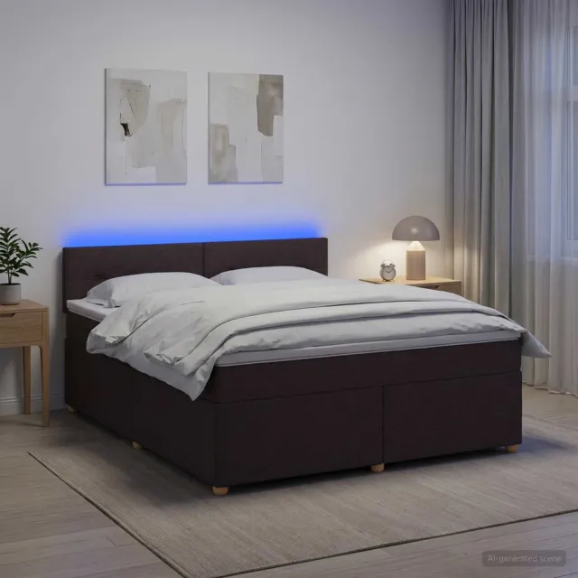 vidaXL Boxspringbed met matras Donkerbruin 140 x 200 cm Stof