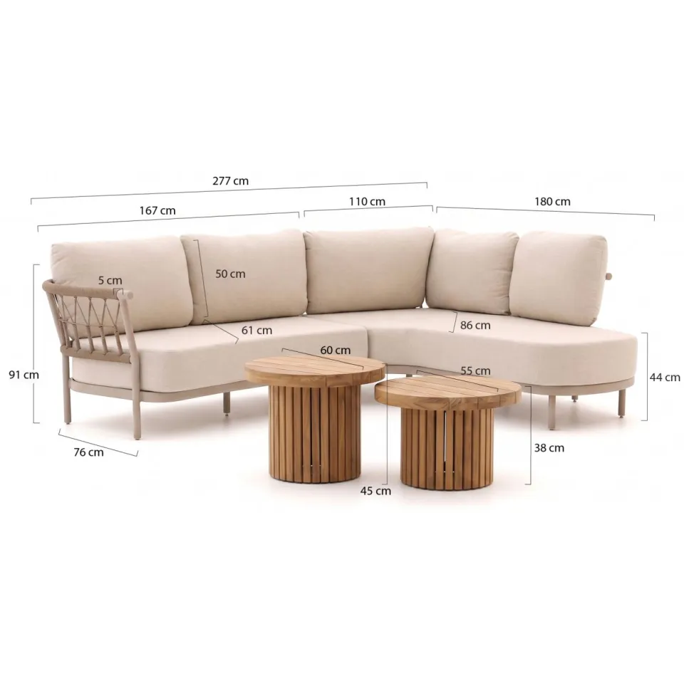 Tierra Outdoor Fresca/Marapa hoek loungeset 4-delig links 5-zits bruin, foto 2