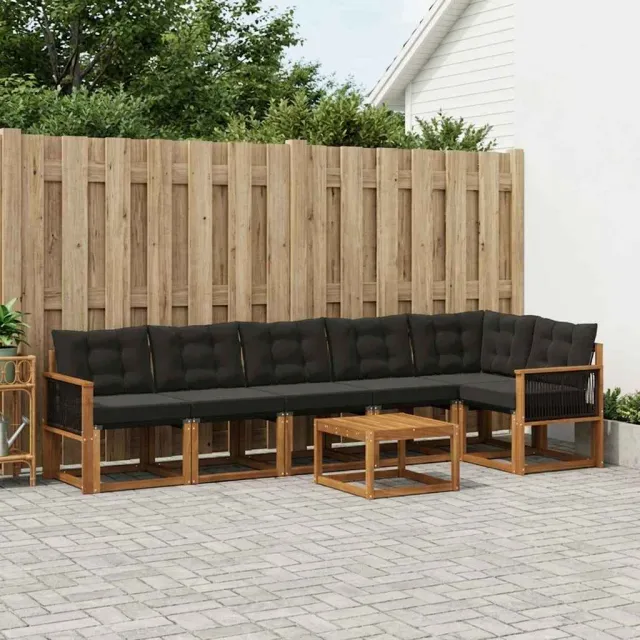 vidaXL Buiten bankenset 7 st 6-zits Naturel en Zwart