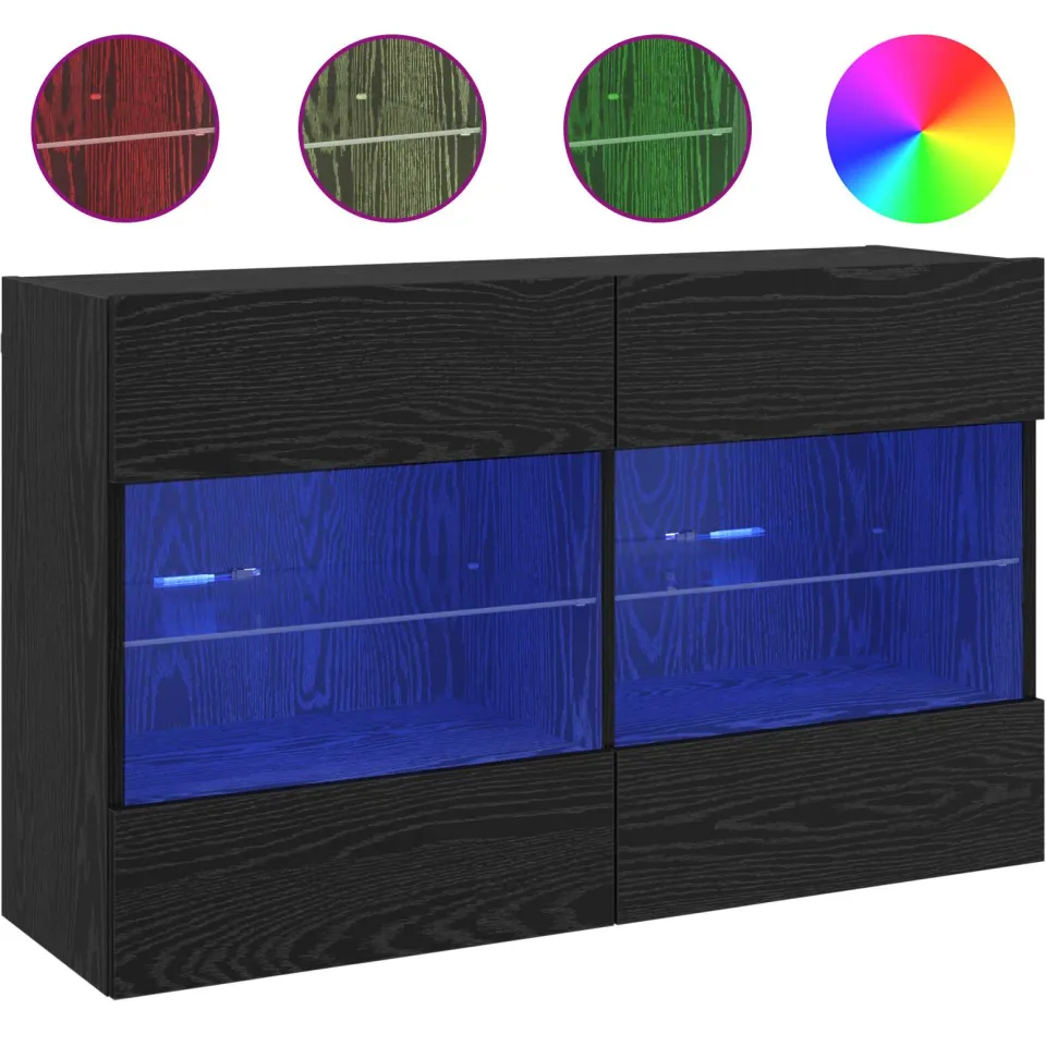 vidaXL TV-wandkast 98,5 x 30 x 60,5 cm Zwart Eiken Bewerkt hout, foto 4