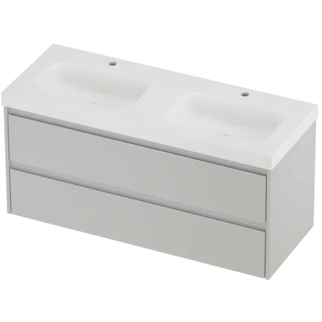 Proline Haga Badmeubelset Polystone Mezza 2 Gaten 120x46x58 cm Mat White Glans Wit