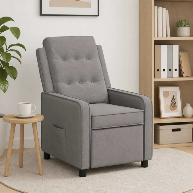 vidaXL Ligstoel Taupe 65 x 93 x 102 cm Stof, foto 2