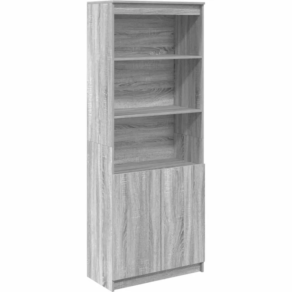 vidaXL Hoge kast 70x35x180 cm bewerkt hout grijs sonoma eikenkleurig