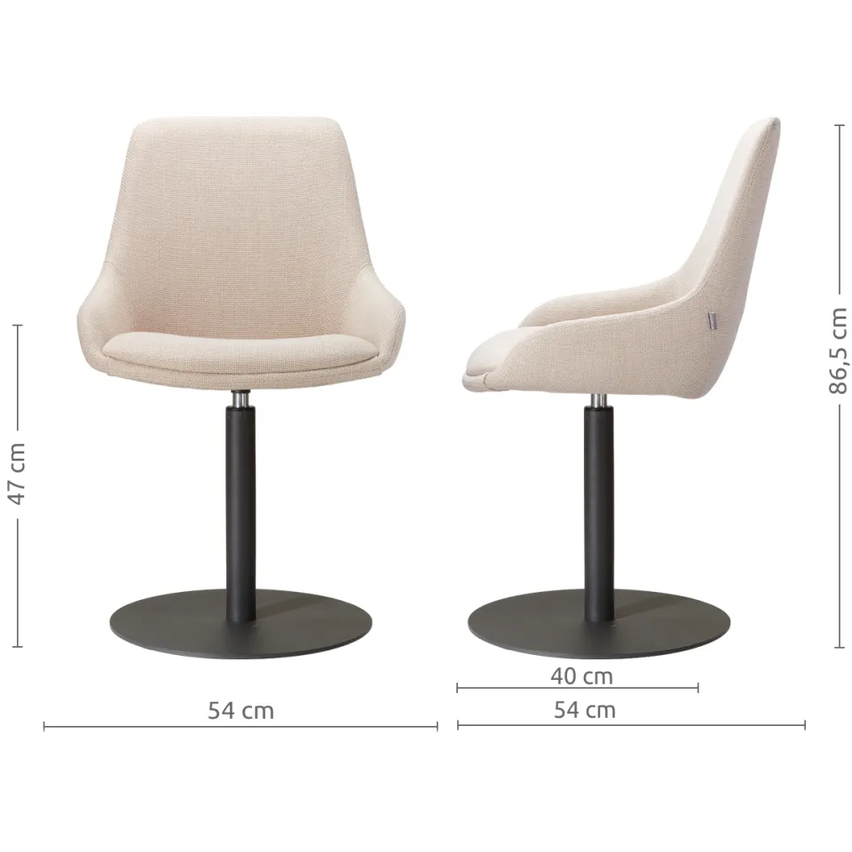 Nolon Niva-Isa draaibare tulp eetkamerstoel beige - mat zwart onderstel, foto 3