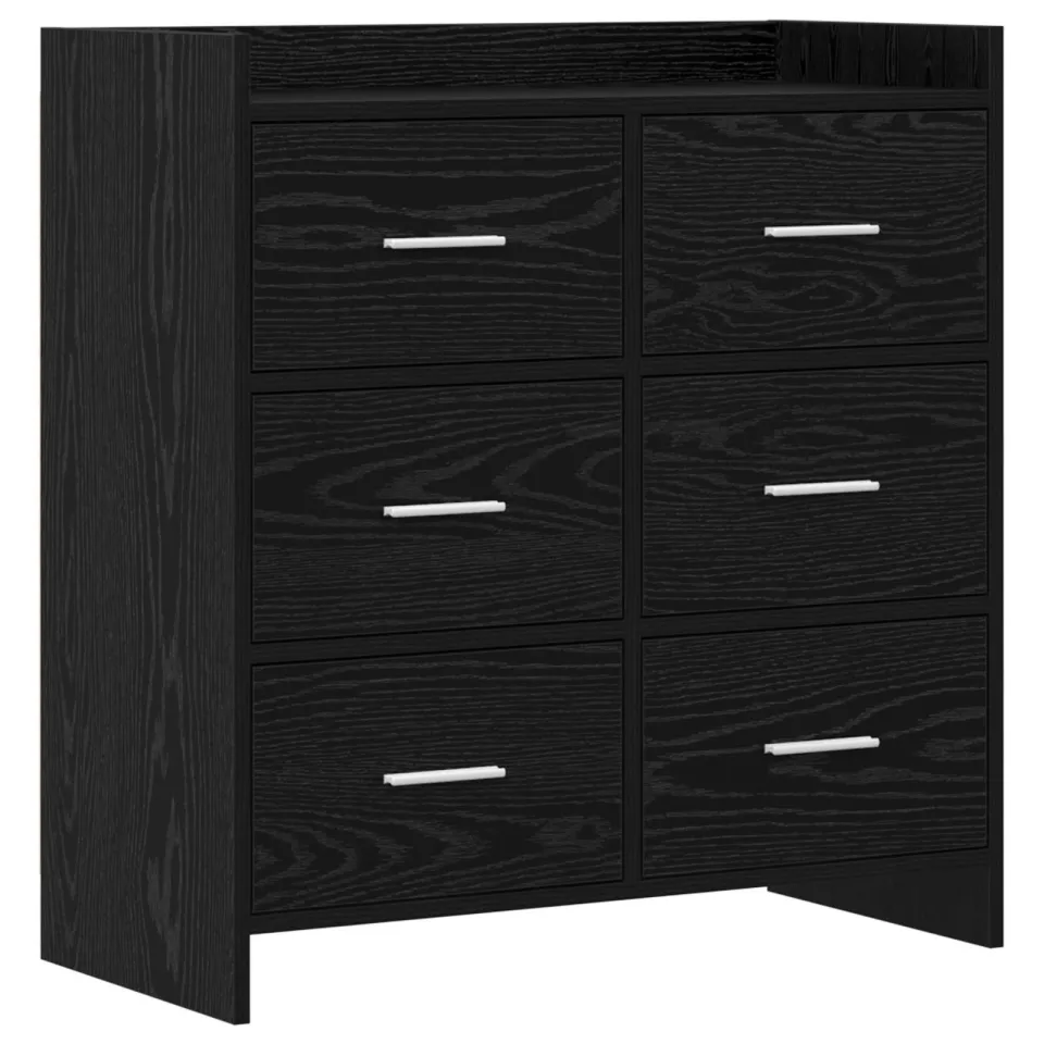 vidaXL Dressoir Zwart eiken 75 x 33 x 80 cm Bewerkt hout, foto 3