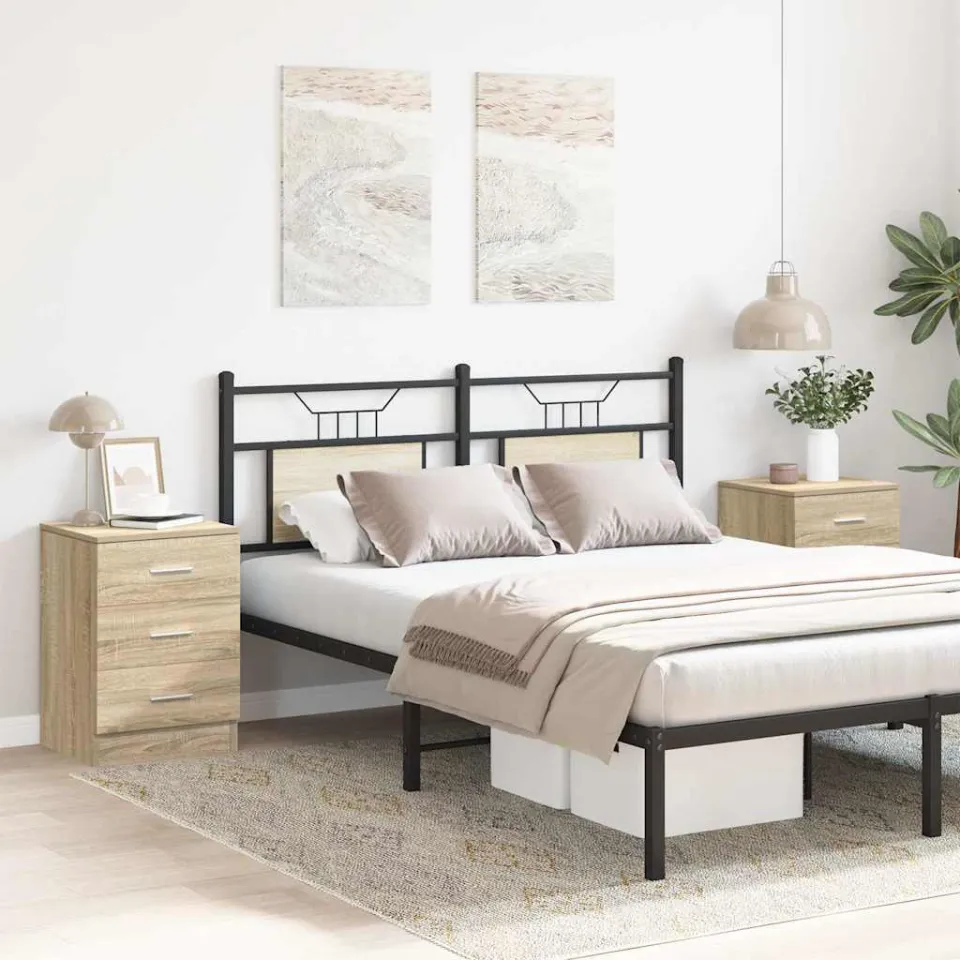 vidaXL Nachtkastjes 2 st 38x35x56 cm bewerkt hout sonoma eikenkleurig, foto 3