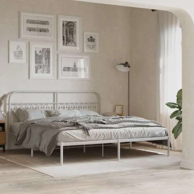 vidaXL Bedframe met hoofdbord metaal wit 183x213 cm