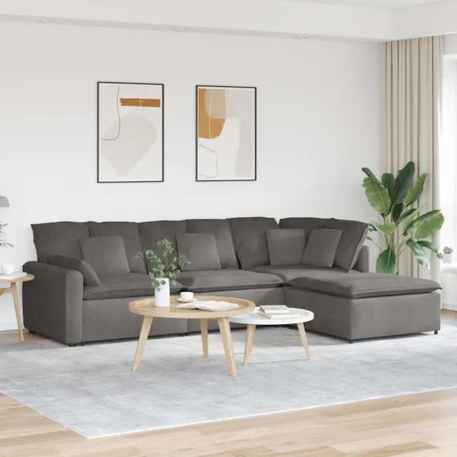 vidaXL Modulaire bank met voetenbank&kussens corduroy stof lichtgrijs