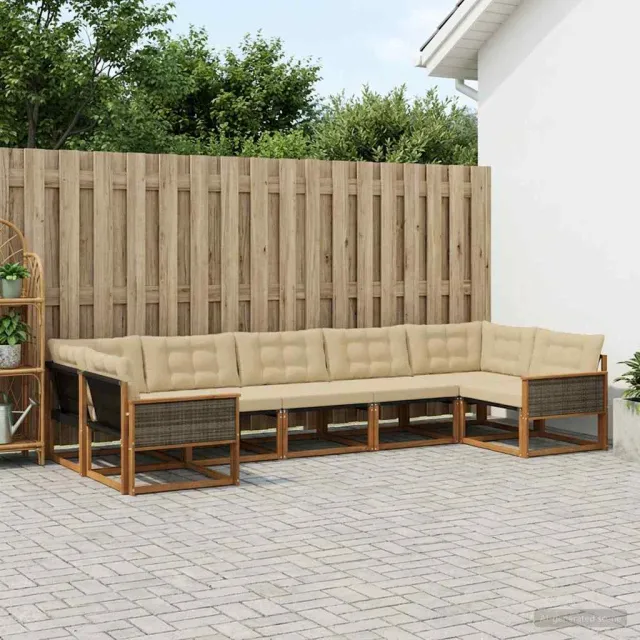 vidaXL Buiten bankenset 7 st 7-zits Natuurlijk en Beige