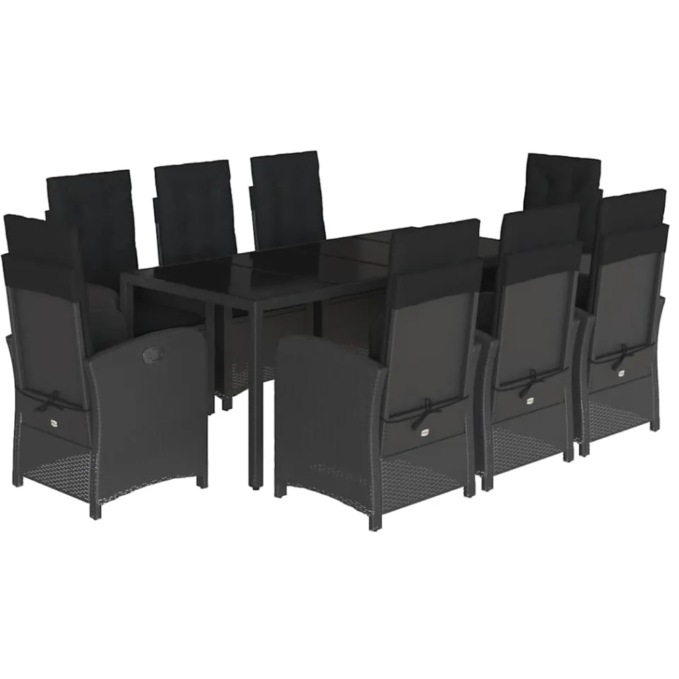 vidaXL 9-delige Tuinset poly rattan zwart, foto 4