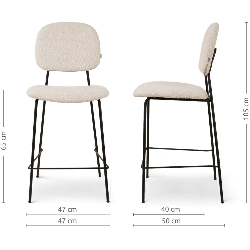 Nolon Jasmijn barkruk beige melange - zwart onderstel - 65 cm, foto 3
