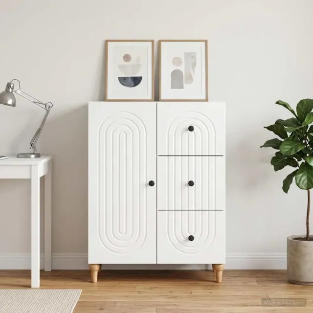 vidaXL Dressoir met lade Hoogglans Wit 66 x 34,5 x 90 cm Bewerkt hout