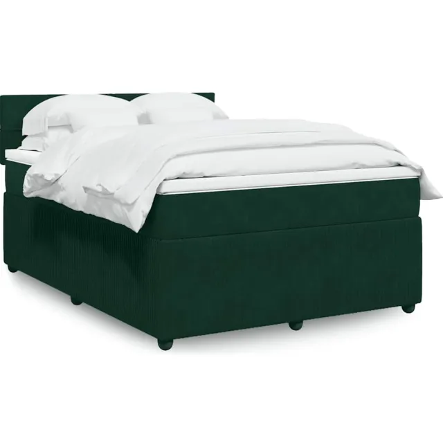 vidaXL Boxspring met matras fluweel donkergroen 140x200 cm groen