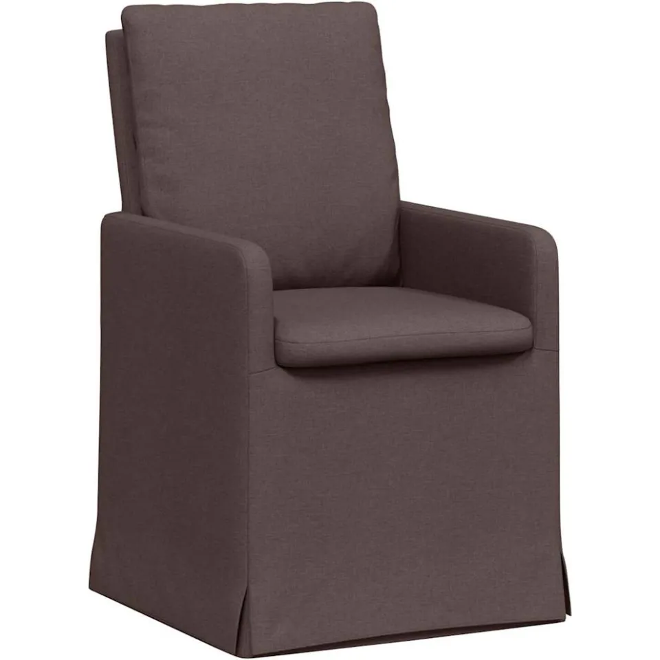 vidaXL Eettafelstoelen 2 st Stof Donkerbruin 57 x 67 x 98 cm