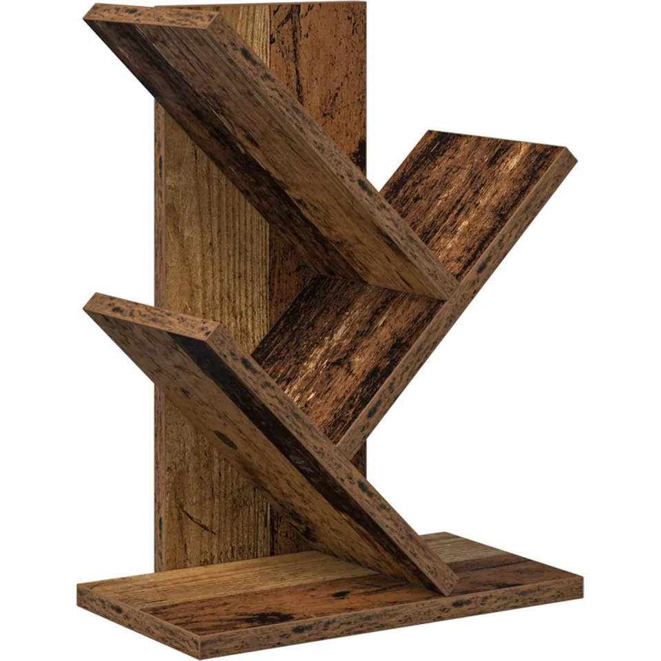 vidaXL Boomvormige boekenplank met 3 planken 30 x 18 x 40 cm Oud hout bruin, foto 3