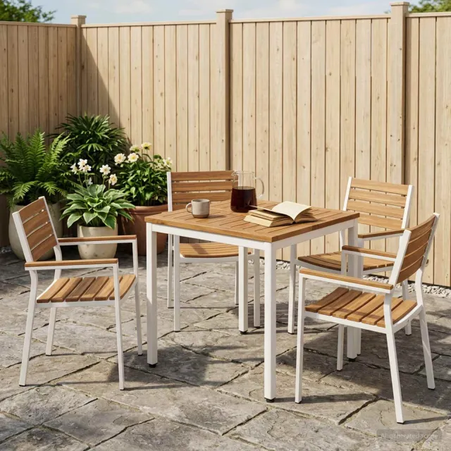 vidaXL Tuindiner tafel NAARDEN Natuurlijk en Wit 60 x 60,5 x 75 cm, foto 2