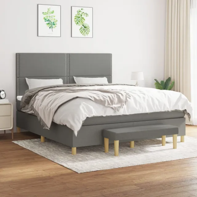 vidaXL Boxspring met matras stof donkergrijs 180x200 cm grijs