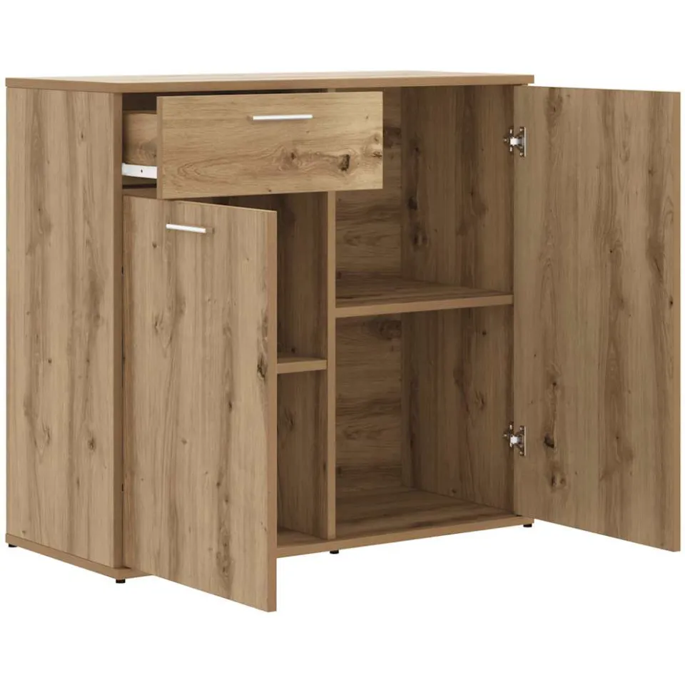 vidaXL Dressoir 80x36x75 cm bewerkt hout artisanaal eikenkleur Bruin