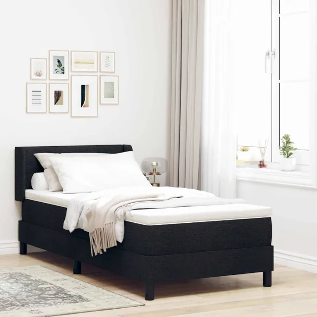 vidaXL Boxspring bed met LED-stripverlichting Zwart 80 x 200 cm Stof