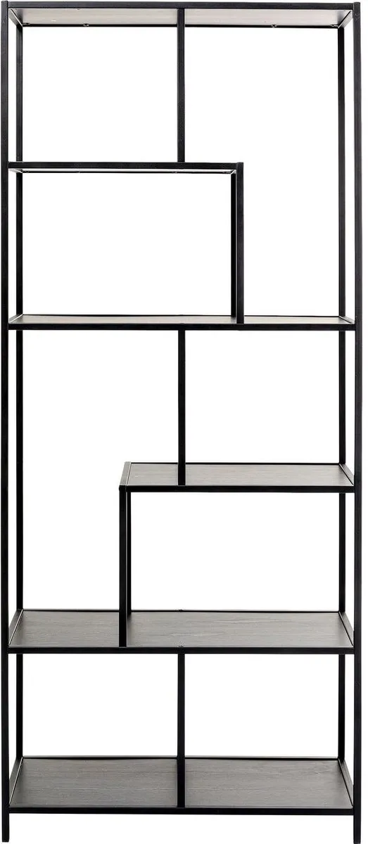 Kare Boekenkast Loftie Black 77x185cm Zwart